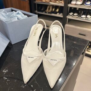 Prada White Slingback Heels